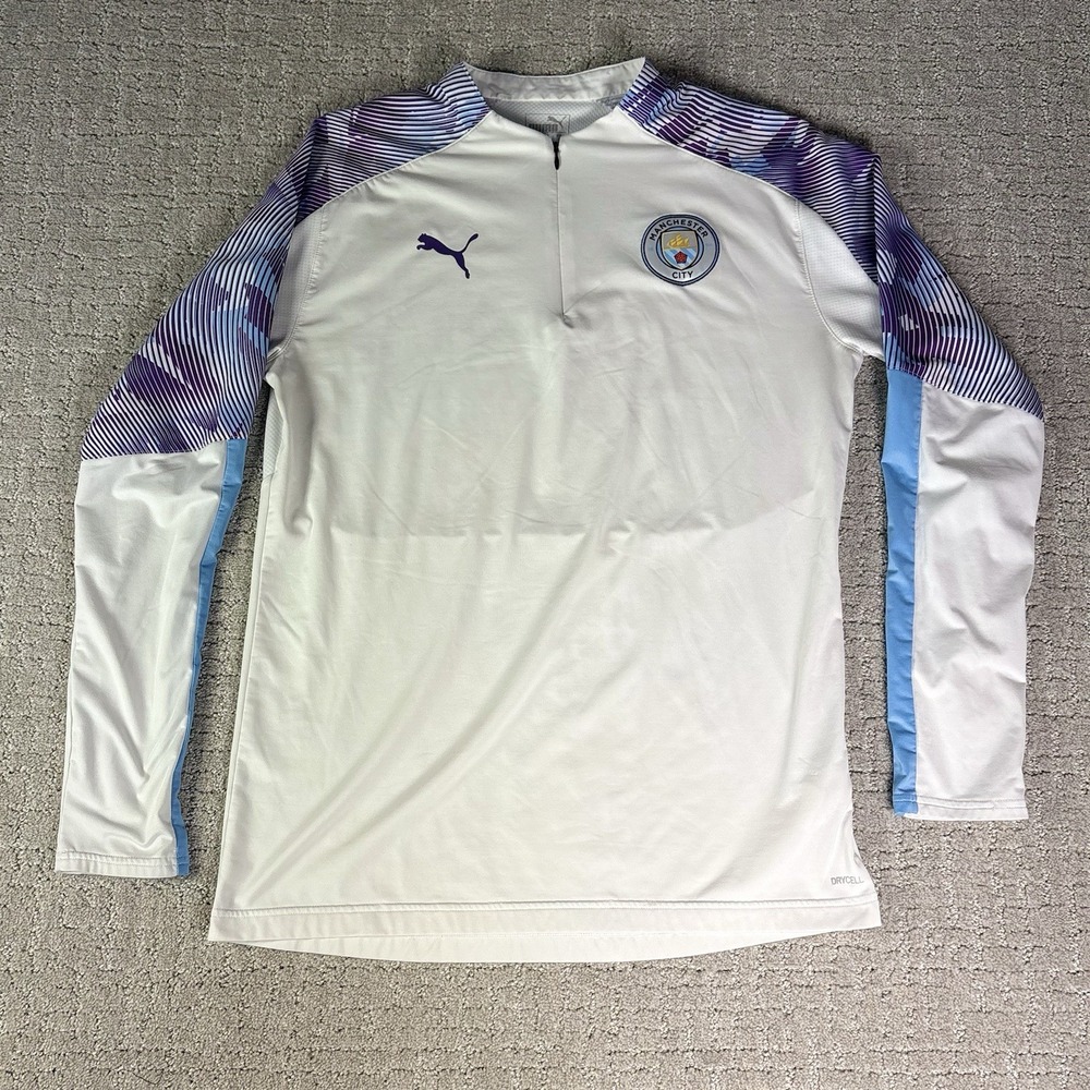 Puma Dry Cell Manchester City Quarter Zip Long Sleeve Top Size Large